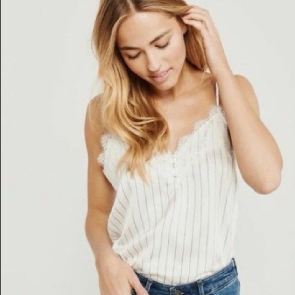 Abercrombie lace pinstripe cami